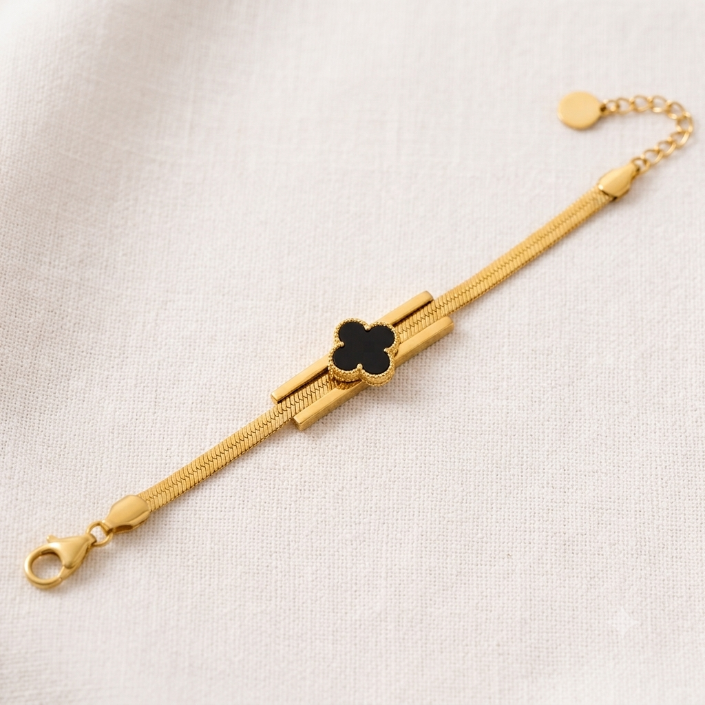 Black Clover Gold Snake Chain Bracelet