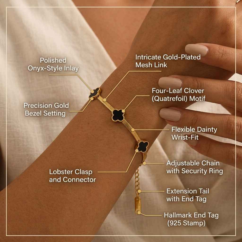 Black Clover Gold Herringbone Bracelet