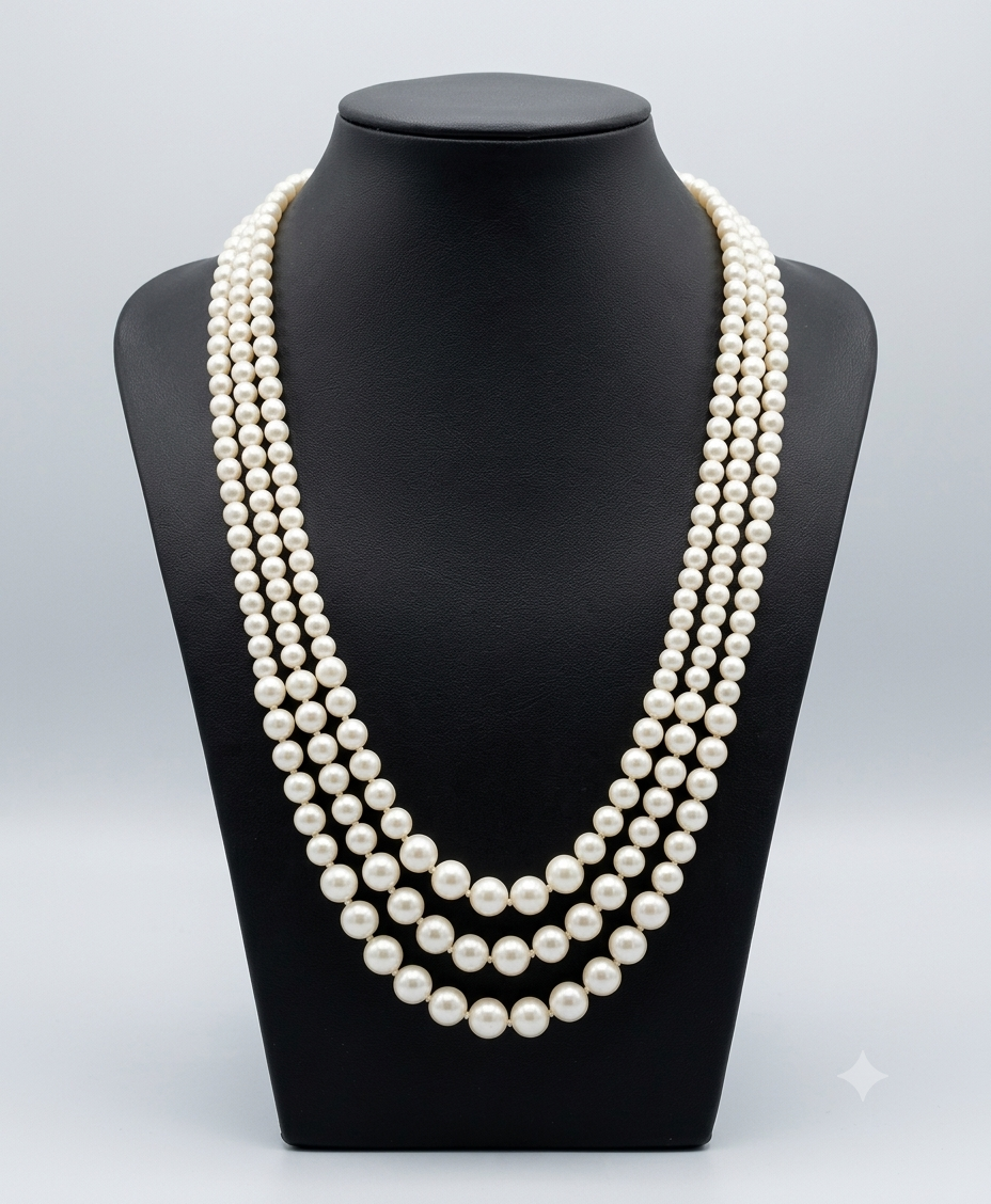 Elegance 3-Layer Synthetic Pearl Mala Necklace