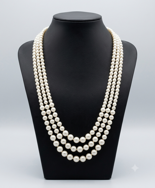 Elegance 3-Layer Synthetic Pearl Mala Necklace