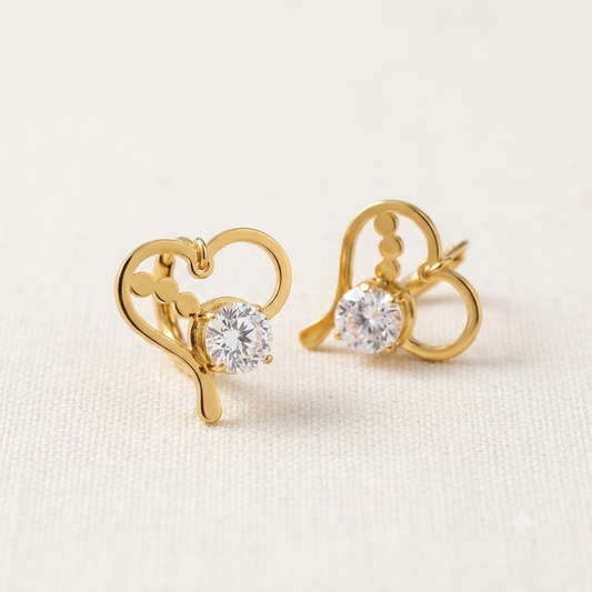 Crystal Heart Huggie Drop Earrings | Gold-Plated Sparkling Heart Hoops