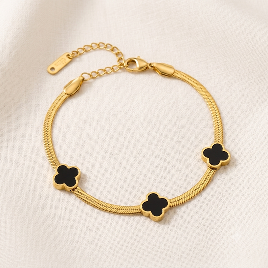 Black Clover Gold Herringbone Bracelet