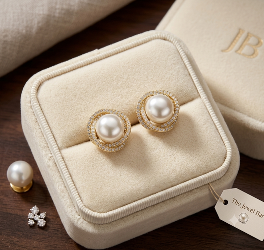 Pearl Swirl Halo Stud Earrings