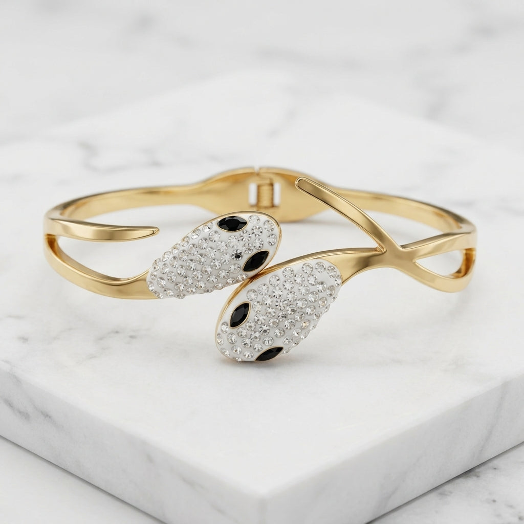 Serpentine Crystal-Encrusted Crossover Bangle