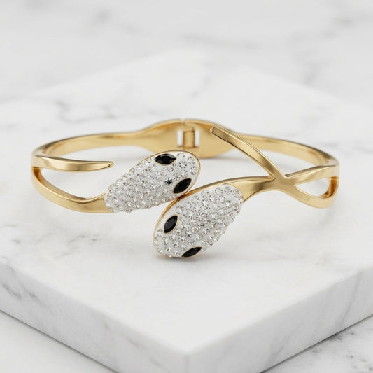Serpentine Crystal-Encrusted Crossover Bangle