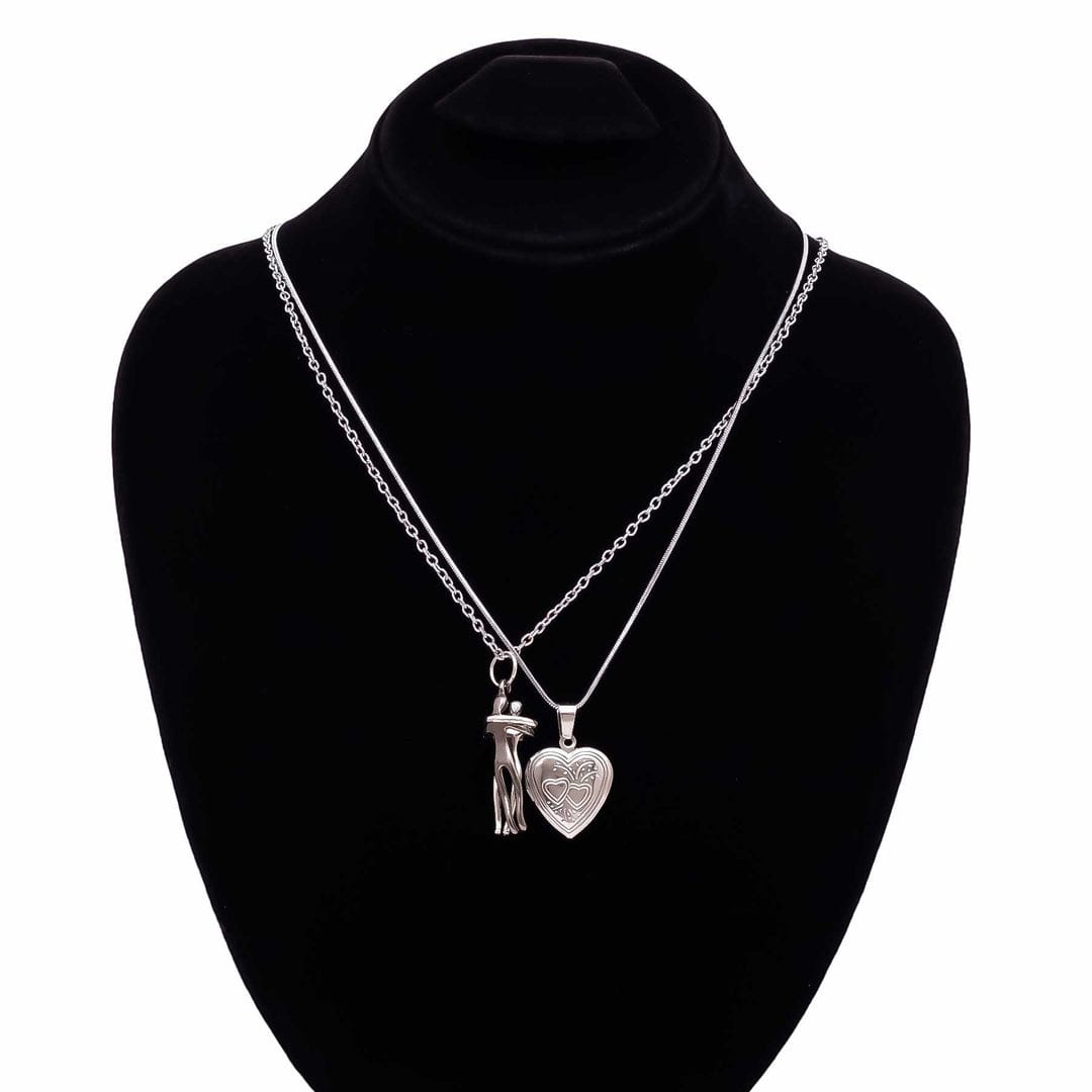 Eternal Embrace Layered Necklace Set – Silver